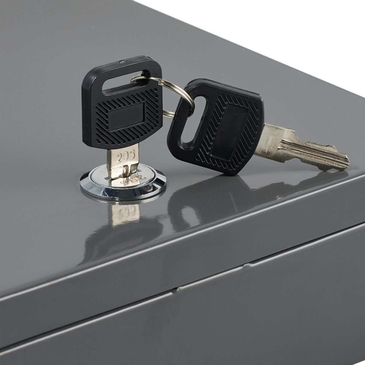 Caseta valori pentru bancnote, monede, acte, 6 x 17 x 17,5 cm, gri - imagine 2