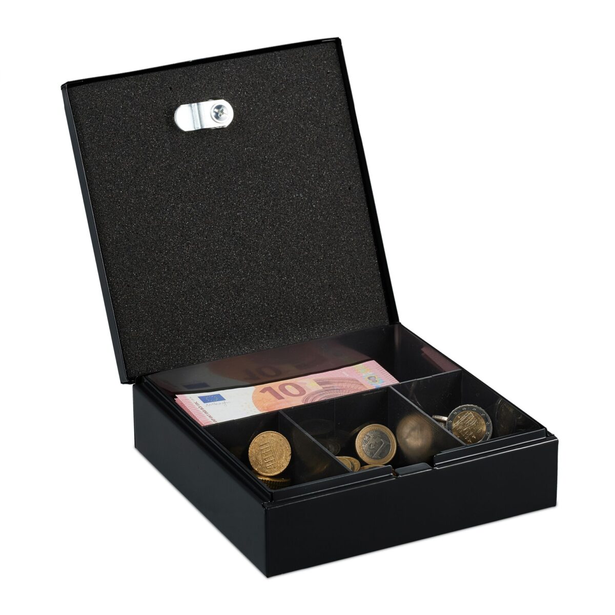 Caseta valori pentru bancnote, monede, acte, 6 x 17 x 17,5 cm, negru - imagine 3