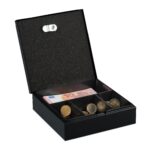 Caseta valori pentru bancnote, monede, acte, 6 x 17 x 17,5 cm, negru