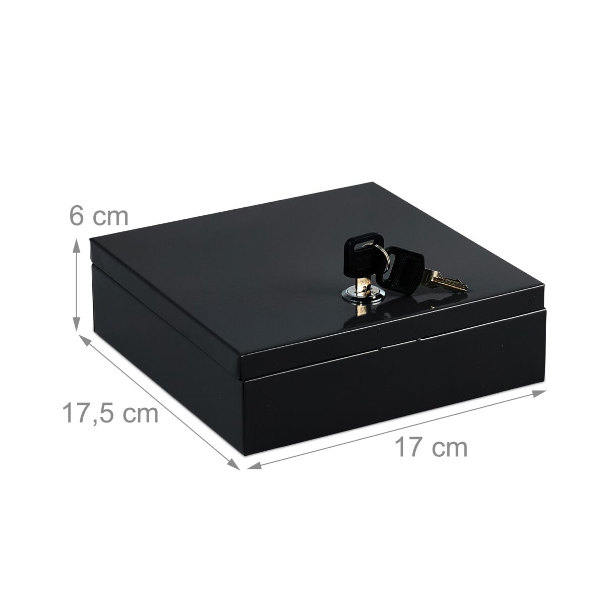 Caseta valori pentru bancnote, monede, acte, 6 x 17 x 17,5 cm, negru - imagine 6