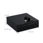 Caseta valori pentru bancnote, monede, acte, 6 x 17 x 17,5 cm, negru - imagine 6