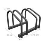 Suport pentru 2 biciclete, cu fixare perete/sol, otel, 27 x 37,5 x 33 cm, Relaxdays - imagine 4