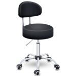Scaun rotativ cu spatar TRESKO, inaltime reglabila 46-58 cm, cosmetic, atelier, cabinet medical, negru