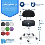 Scaun rotativ cu spatar TRESKO, inaltime reglabila 46-58 cm, cosmetic, atelier, cabinet medical, negru - imagine 2