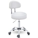 Scaun rotativ cu spatar TRESKO, inaltime reglabila 46-58 cm, cosmetic, atelier, cabinet medical, alb
