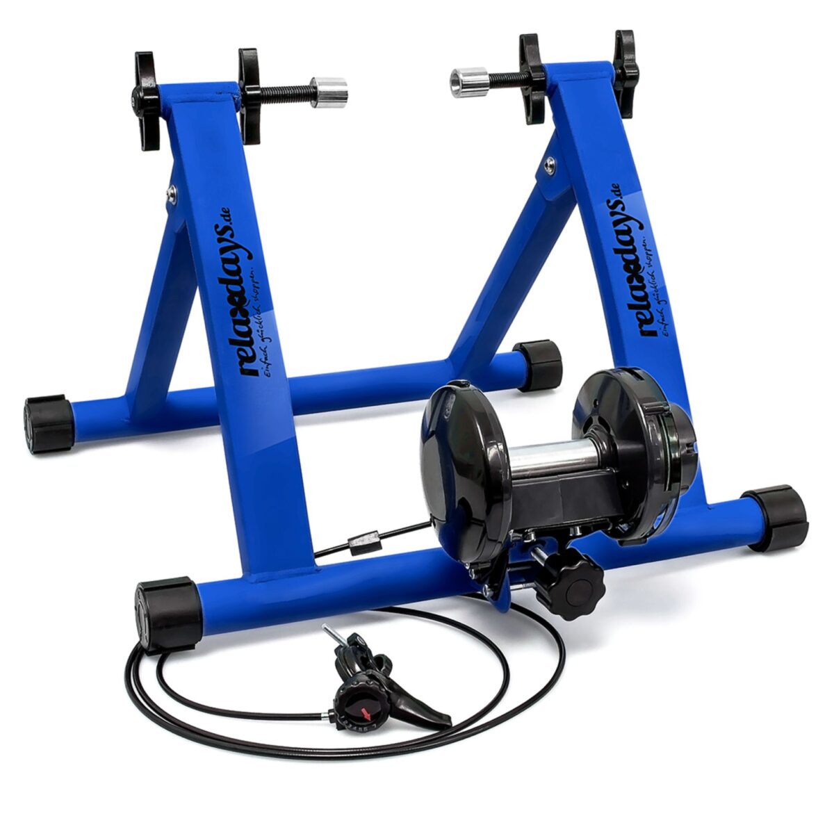 Home trainer pentru bicicleta, de interior, 6 trepte de viteza, albastru, Relaxdays - imagine 3