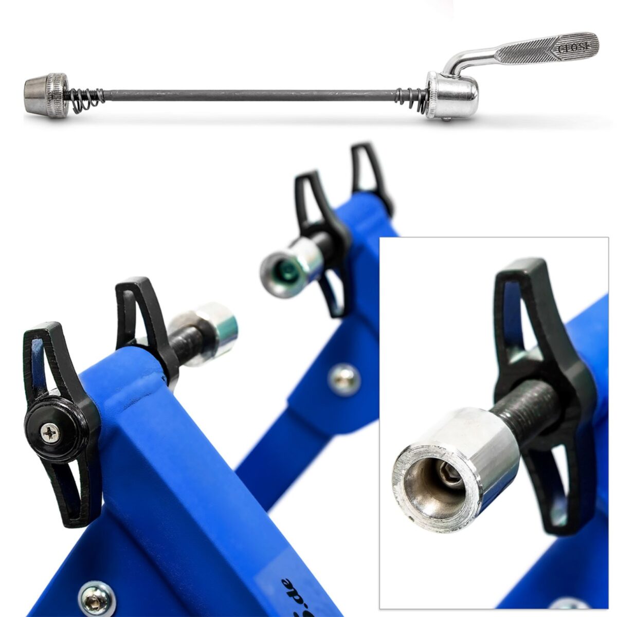 Home trainer pentru bicicleta, de interior, 6 trepte de viteza, albastru, Relaxdays - imagine 5