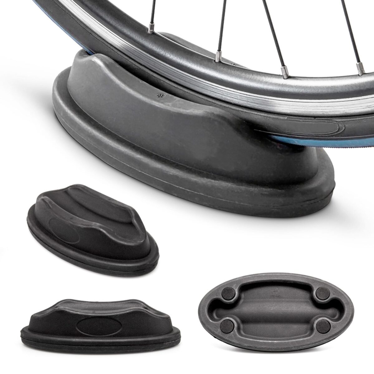 Home trainer pentru bicicleta, de interior, 6 trepte de viteza, albastru, Relaxdays - imagine 2