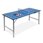 Masa de ping-pong cu echipament, 71 x 150 x 67 cm, pliabila, maner transport, Relaxdays