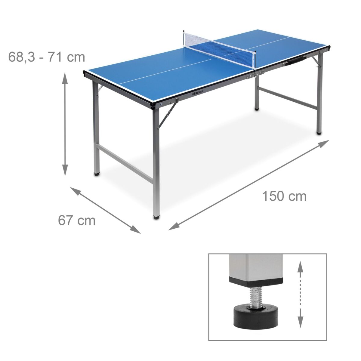 Masa de ping-pong cu echipament, 71 x 150 x 67 cm, pliabila, maner transport, Relaxdays - imagine 5