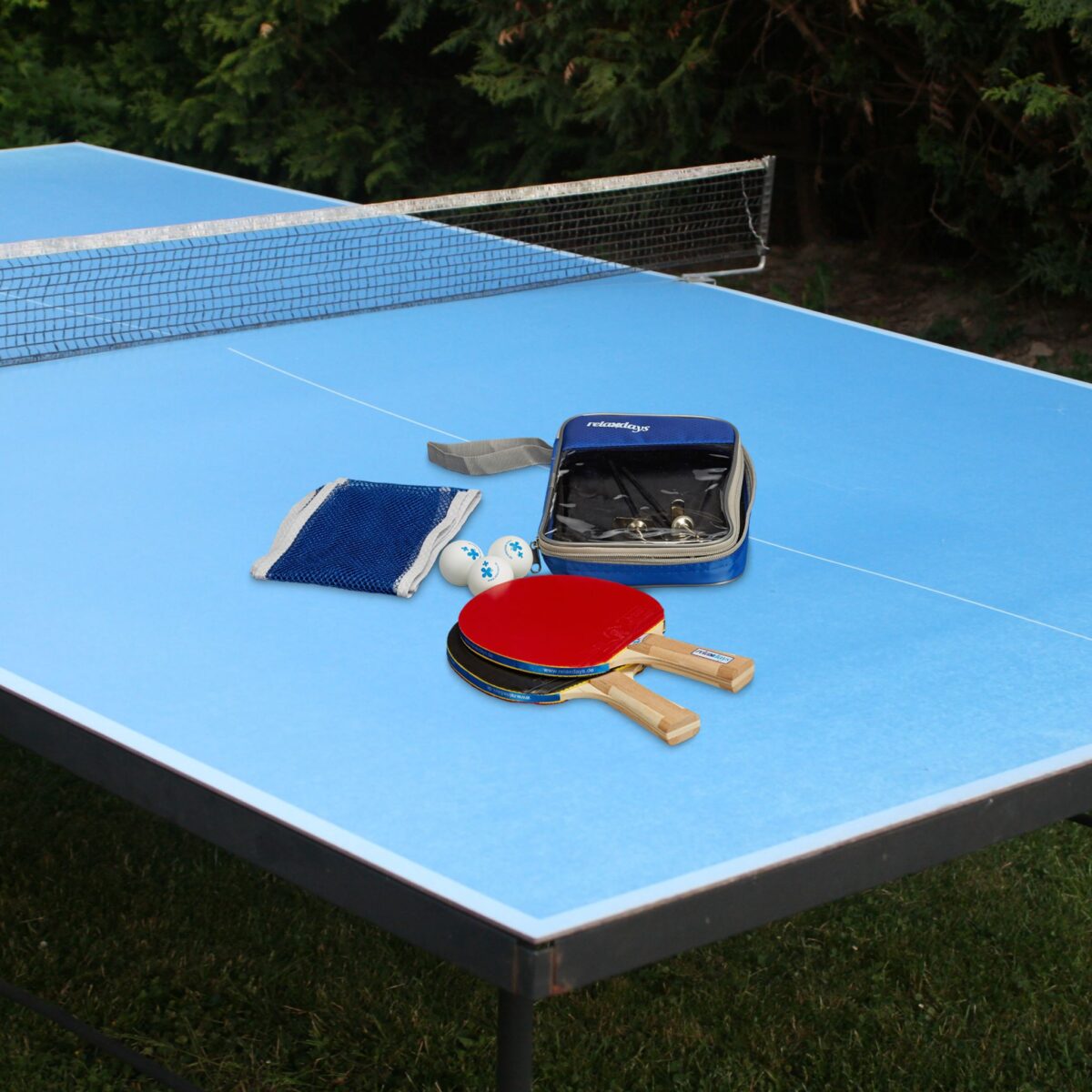 Set fileu, 2 palete si 3 mingi, masa de ping-pong, geanta transport, Relaxdays - imagine 2
