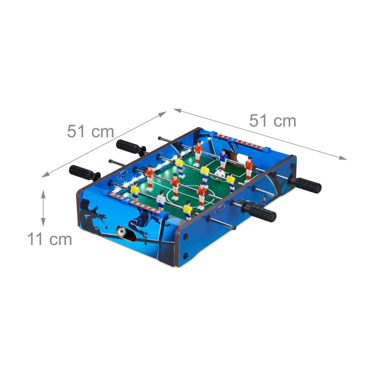 Masa de fotbal, iluminare LED, 11 x 51 x 51 cm, Relaxdays - imagine 4
