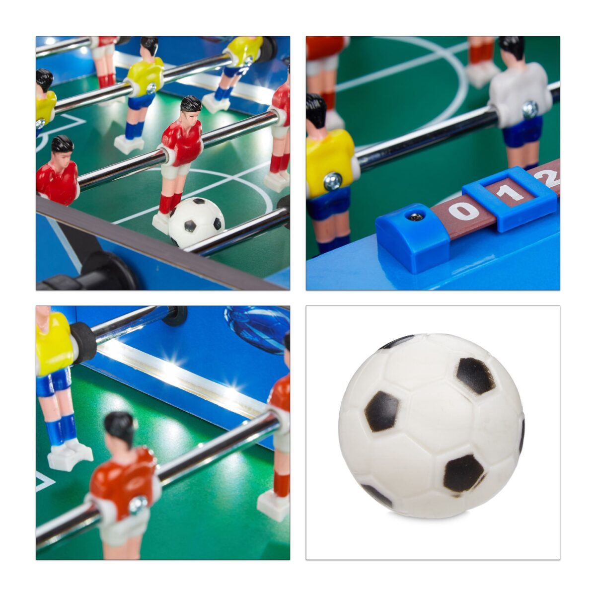 Masa de fotbal, iluminare LED, 11 x 51 x 51 cm, Relaxdays - imagine 6