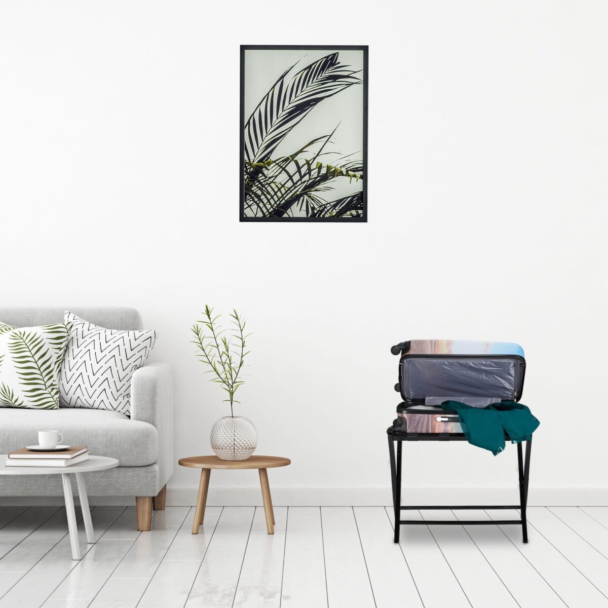 Suport pentru bagaje, din lemn, pliabil, 52,5 x 66,5 x 48 cm, negru, Relaxdays - imagine 3