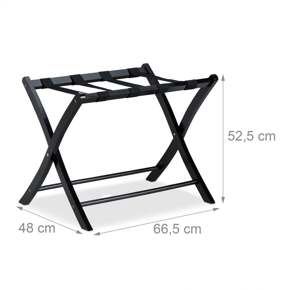 Suport pentru bagaje, din lemn, pliabil, 52,5 x 66,5 x 48 cm, negru, Relaxdays - imagine 4