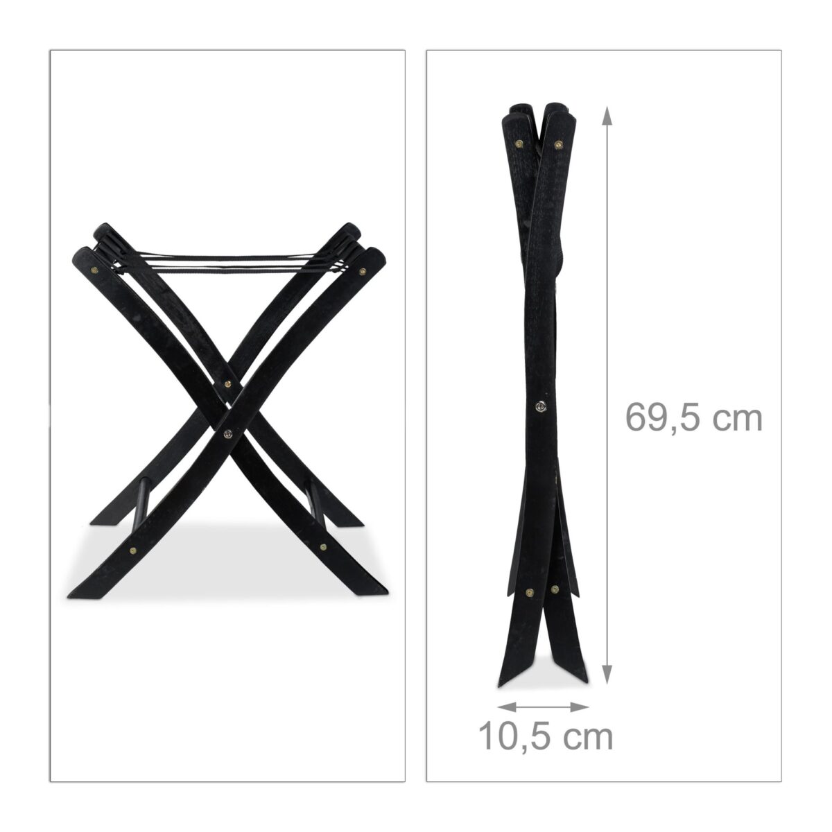 Suport pentru bagaje, din lemn, pliabil, 52,5 x 66,5 x 48 cm, negru, Relaxdays - imagine 5