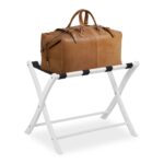 Suport pentru bagaje, din lemn, pliabil, 52,5 x 66,5 x 48 cm, alb, Relaxdays