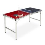 Masa de ping-pong cu echipament, 67,5 x 151 x 67,5 cm, pliabila, maner transport, Relaxdays