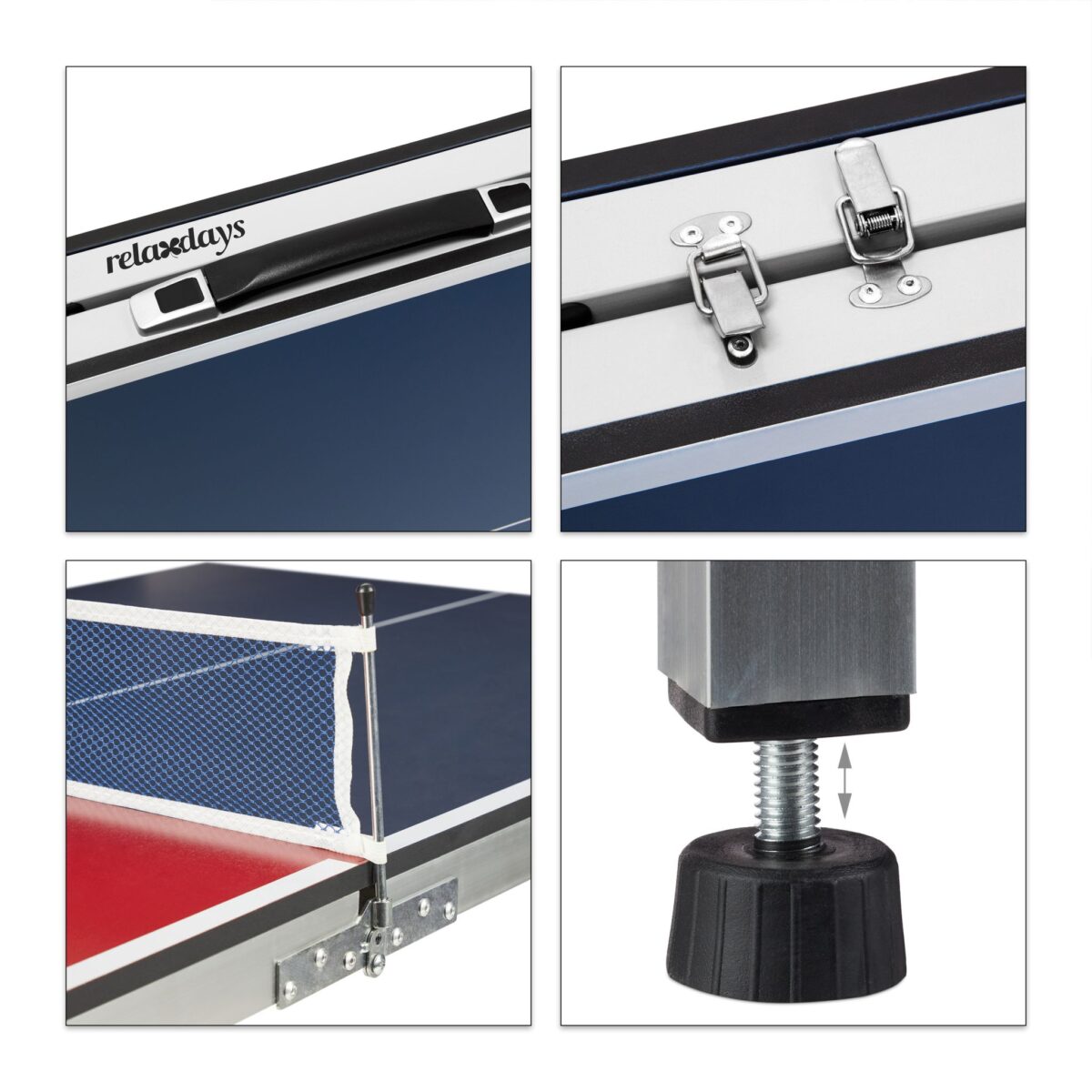 Masa de ping-pong cu echipament, 67,5 x 151 x 67,5 cm, pliabila, maner transport, Relaxdays - imagine 9