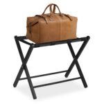 Suport pentru bagaje, din lemn, pliabil, 54,5 x 66 x 44 cm, negru, Relaxdays