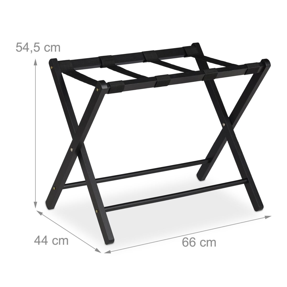 Suport pentru bagaje, din lemn, pliabil, 54,5 x 66 x 44 cm, negru, Relaxdays - imagine 4