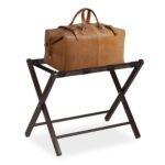 Suport pentru bagaje, din lemn, pliabil, 54,5 x 66 x 44 cm, maro inchis, Relaxdays