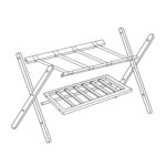 Suport pentru bagaje, cu raft, din lemn, pliabil, 54,5 x 66 x 44,5 cm, alb, Relaxdays - imagine 9
