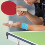 Masa de ping-pong cu echipament, 70 x 70 x 150 cm, pliabila, maner transport, verde, Relaxdays - imagine 3