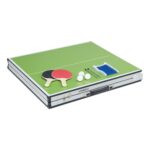 Masa de ping-pong cu echipament, 70 x 70 x 150 cm, pliabila, maner transport, verde, Relaxdays - imagine 6