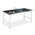 Masa de ping-pong cu echipament, 70 x 70 x 150 cm, pliabila, maner transport, Relaxdays