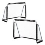 Set 2 porti de fotbal, cu plasa, 110 x 150 x 75 cm, negru, Relaxdays,