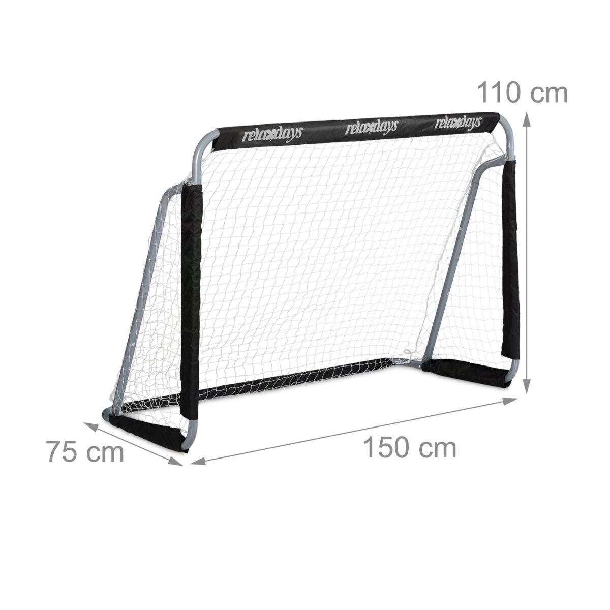 Set 2 porti de fotbal, cu plasa, 110 x 150 x 75 cm, negru, Relaxdays, - imagine 4