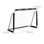 Set 2 porti de fotbal, cu plasa, 110 x 150 x 75 cm, negru, Relaxdays, - imagine 4