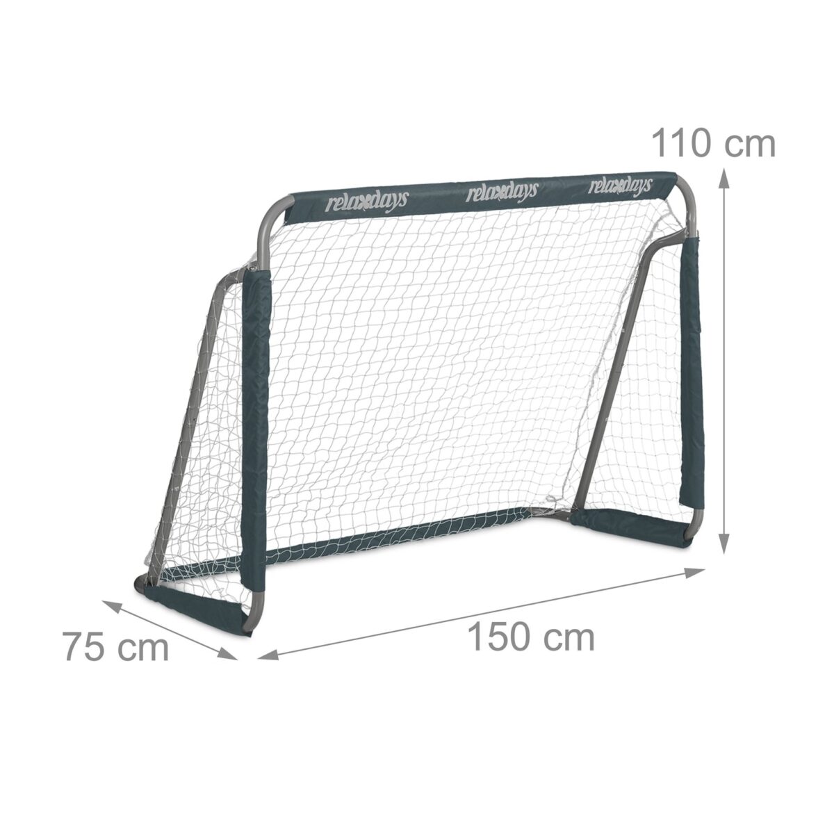Poarta de fotbal, cu plasa, 110 x 150 x 75 cm, albastru/gri, Relaxdays, - imagine 4