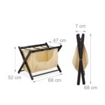 Suport pentru bagaje, din lemn, pliabil, cu sac depozitare, 52 x 68 x 47 cm, Relaxdays - imagine 5