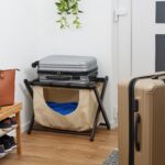 Suport pentru bagaje, din lemn, pliabil, cu sac depozitare, 52 x 68 x 47 cm, Relaxdays - imagine 6