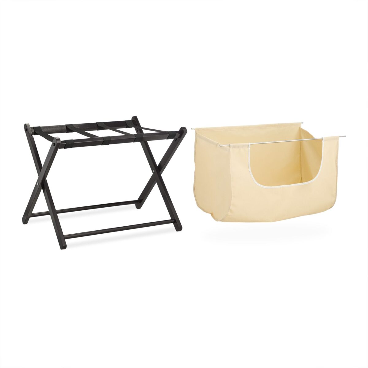 Suport pentru bagaje, din lemn, pliabil, cu sac depozitare, 52 x 68 x 47 cm, Relaxdays - imagine 7