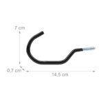 Set 8 carlige cu surub de perete pentru biciclete, 7 x 0,7 x 14,5 cm, Relaxdays - imagine 4