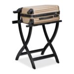 Suport pentru bagaje, din lemn, pliabil, 75 x 60 x 41 cm, negru, Relaxdays
