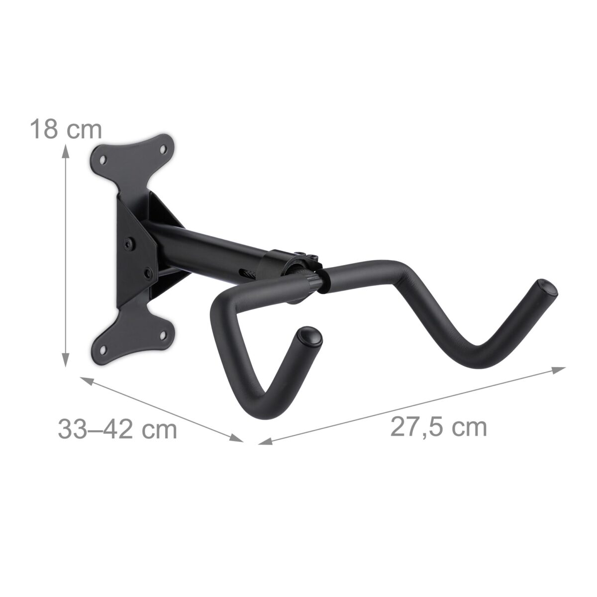 Suport bicicleta, pentru perete, rotativ, extensibil, pliabil, 18 x 27,5 x 33 cm, Relaxdays - imagine 4