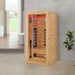 Sauna din lemn cu infrarosu, o persoana, 90 x 90 x 190 cm, maro - imagine 6