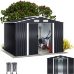 Magazie de gradina din metal Gardebruk, pentru scule, usi glisante, 257x205x177,5cm, Antracit