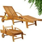 Sezlong Tami Sun Casaria, 195 x 69 x 85 cm, pliabil, ajustabil, 3 trepte de reglare, lemn de salcam, maro