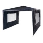 Cort Pavilion cu 2 pereți laterali, metal, 3 m x 3 m, albastru, Relaxdays - imagine 2