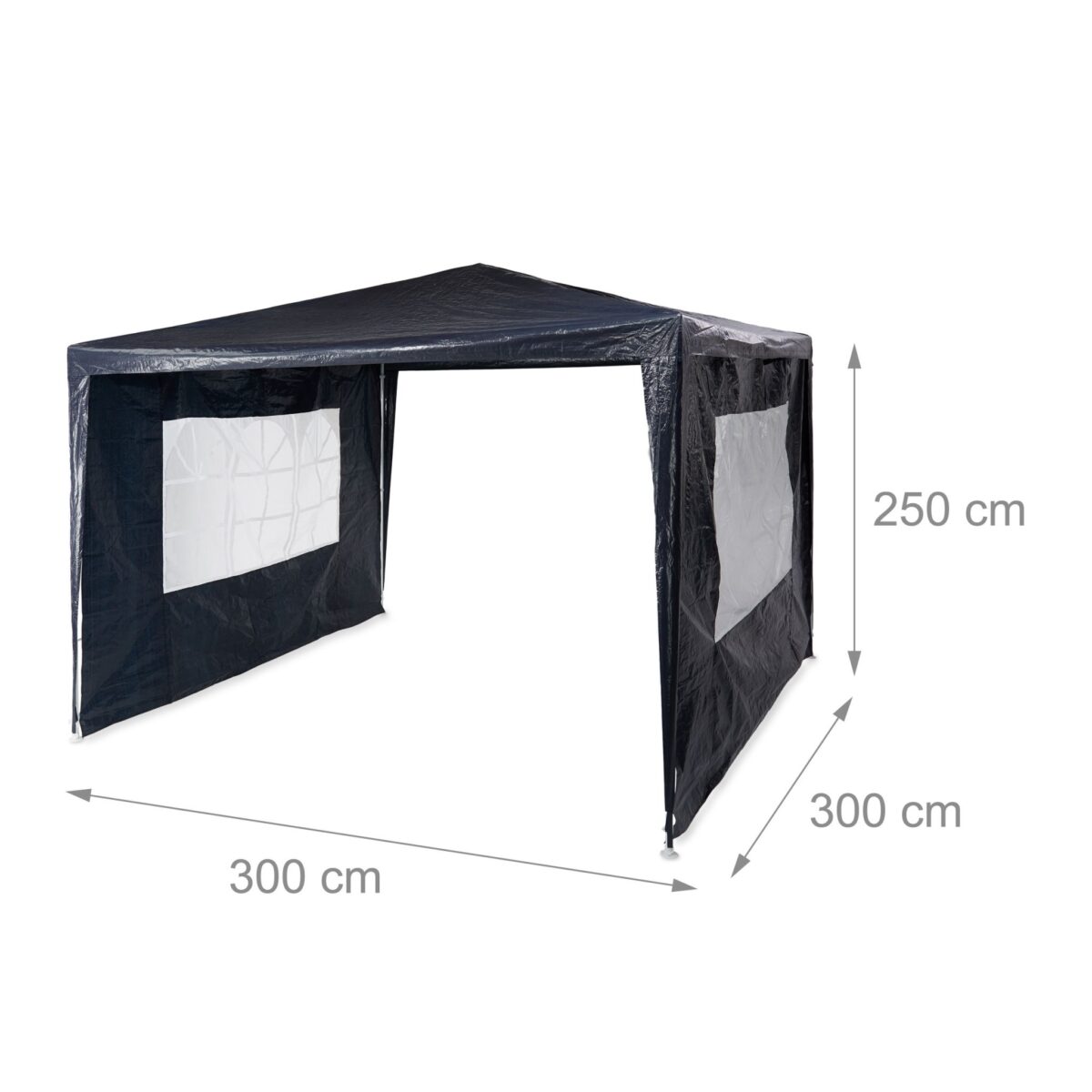 Cort Pavilion cu 2 pereți laterali, metal, 3 m x 3 m, albastru, Relaxdays - imagine 4