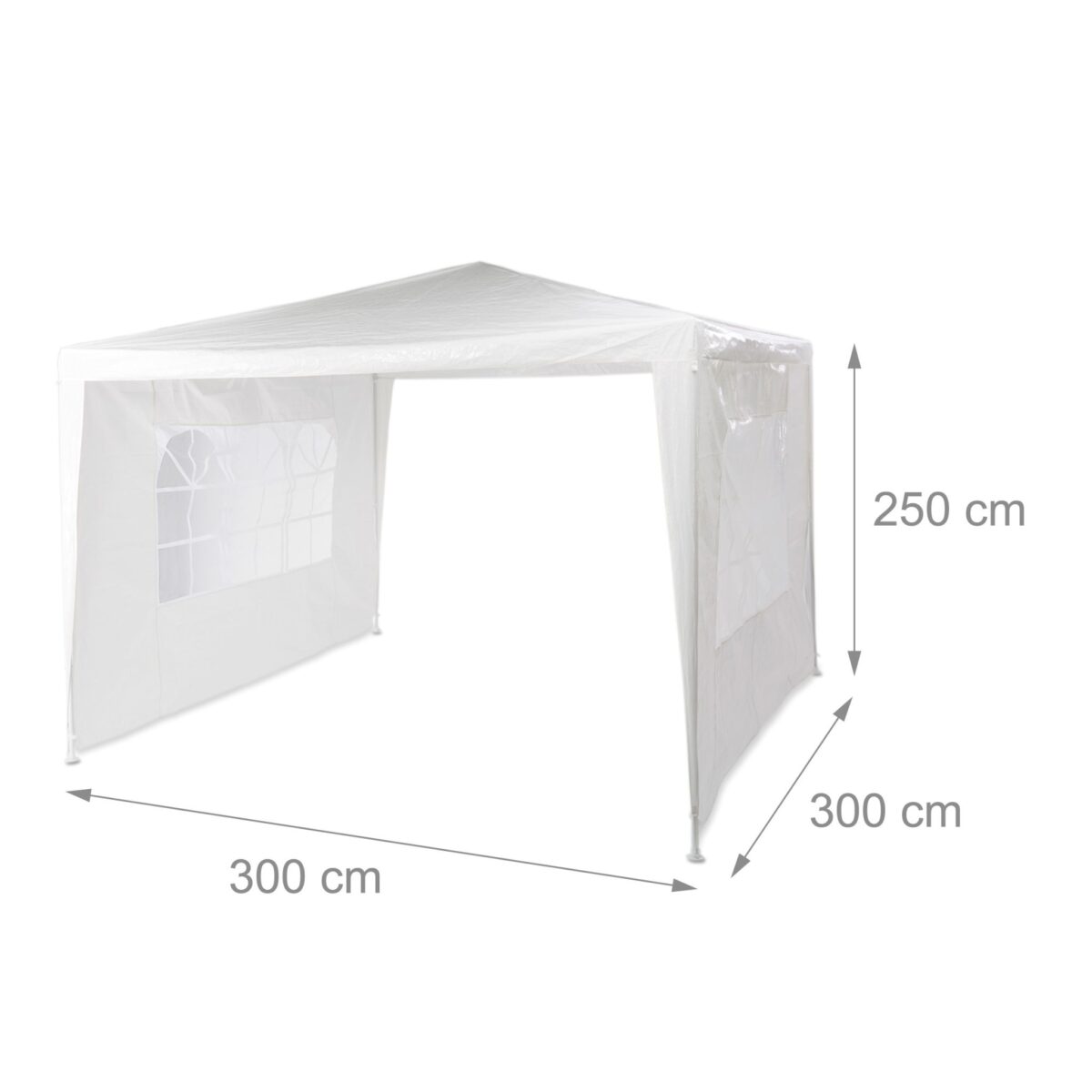 Cort Pavilion cu 2 pereți laterali, metal, 3 m x 3 m, alb, Relaxdays - imagine 5
