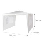Cort Pavilion cu 2 pereți laterali, metal, 3 m x 3 m, alb, Relaxdays - imagine 5