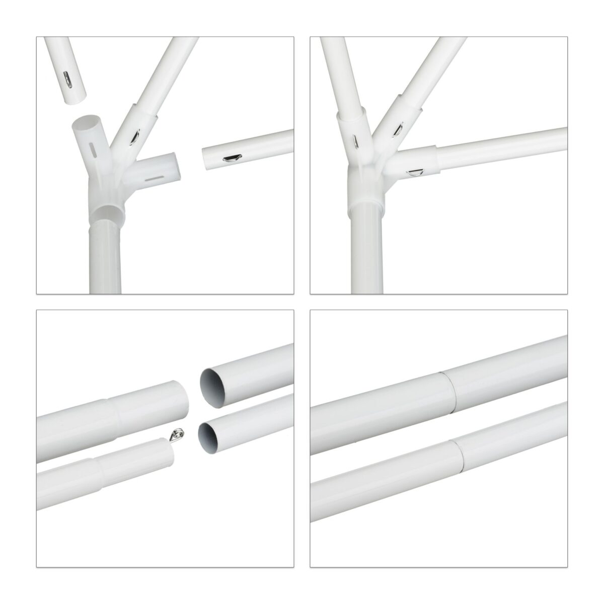 Cort Pavilion cu 2 pereți laterali, metal, 3 m x 3 m, alb, Relaxdays - imagine 6