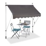 Copertina retractabila cu actionare manuala, 200x120cm, inaltime reglabila, gri, Relaxdays