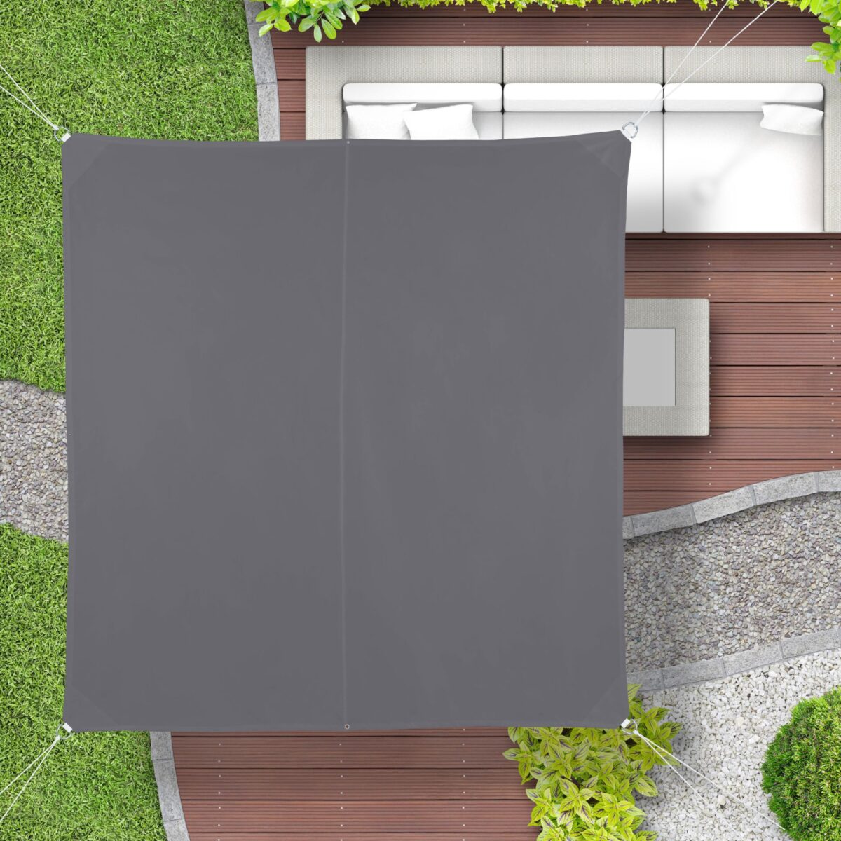 Copertina/prelata patrata, dimensiuni 4X4m, protectie UV 30+, gri, Relaxdays - imagine 3